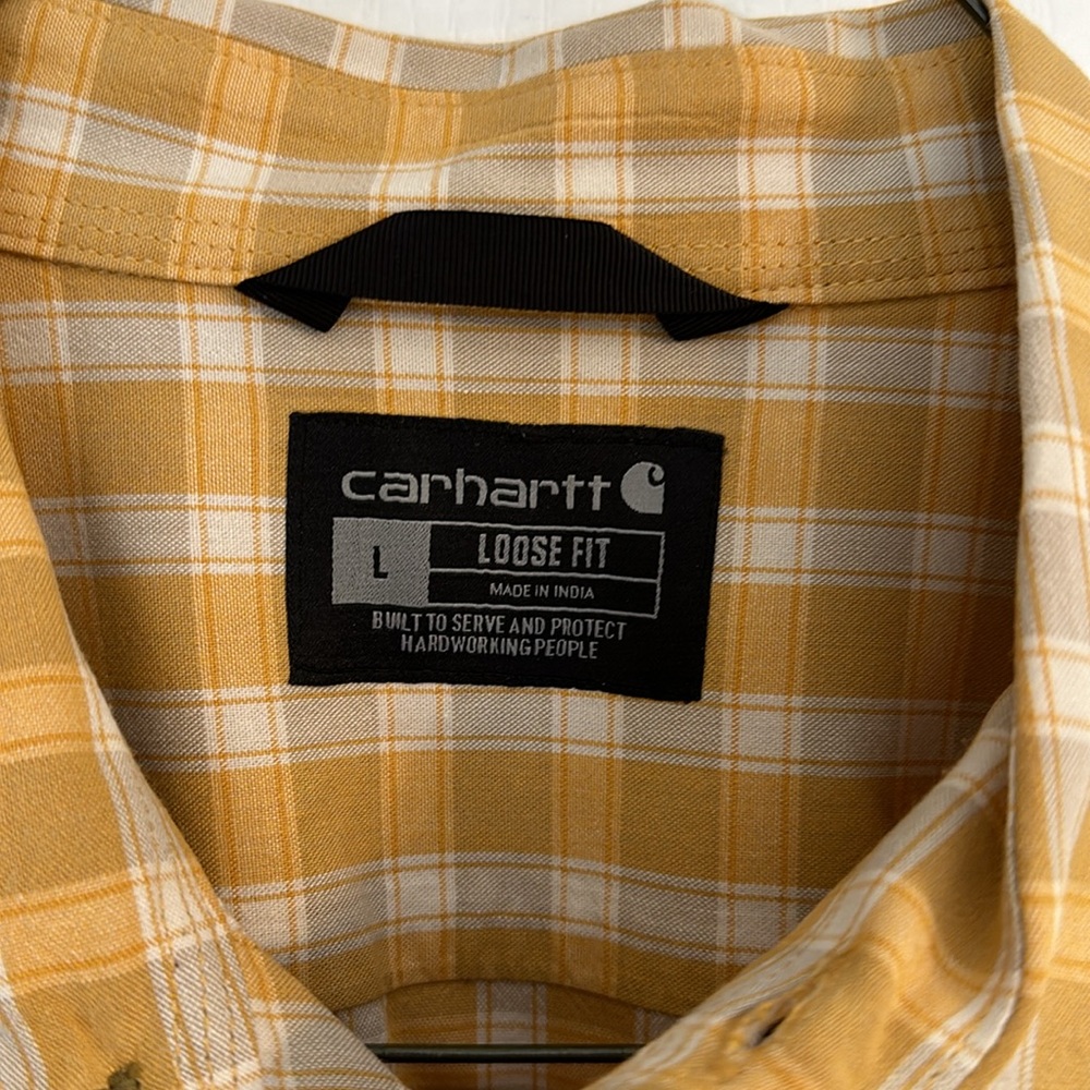 Carhartt Shirt Mens Medium Loose Fit Plaid Button Down Short Sleeve Large - Picture 2 of 4